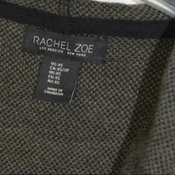 RACHEL ZOE Oversized CAMO Cardigan Sweater Black Olive Army Green Hood Sz XS S - Picture 10 of 15